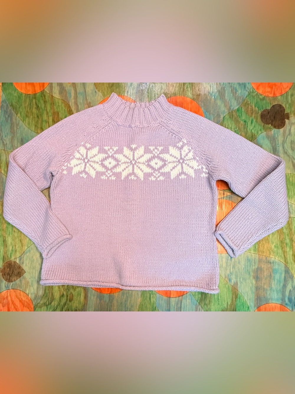 Norton McNaughton Womens Periwinkle Blue Purple Snowflake Sweater Sequins Petite